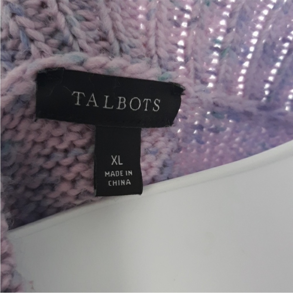 Talbots size XL pink with blue detail long sleeve sweater - Picture 6 of 7